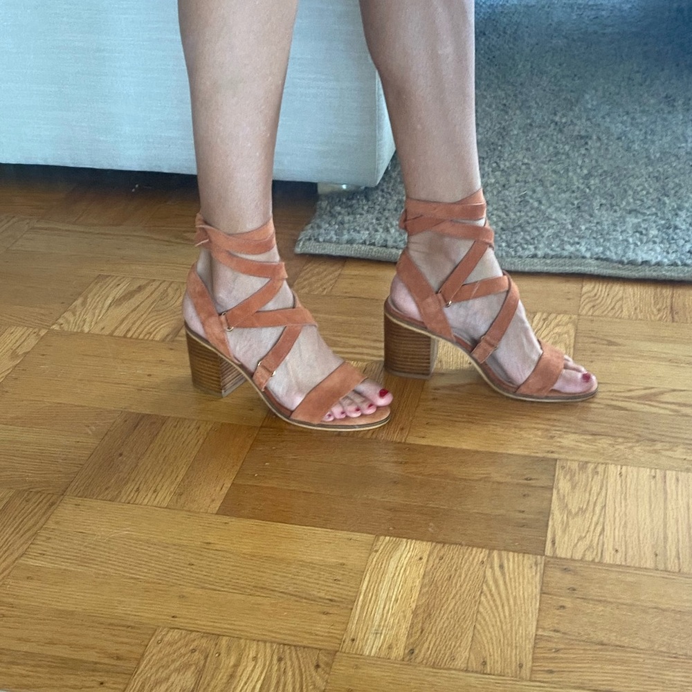 Topshop suede strappy block heels